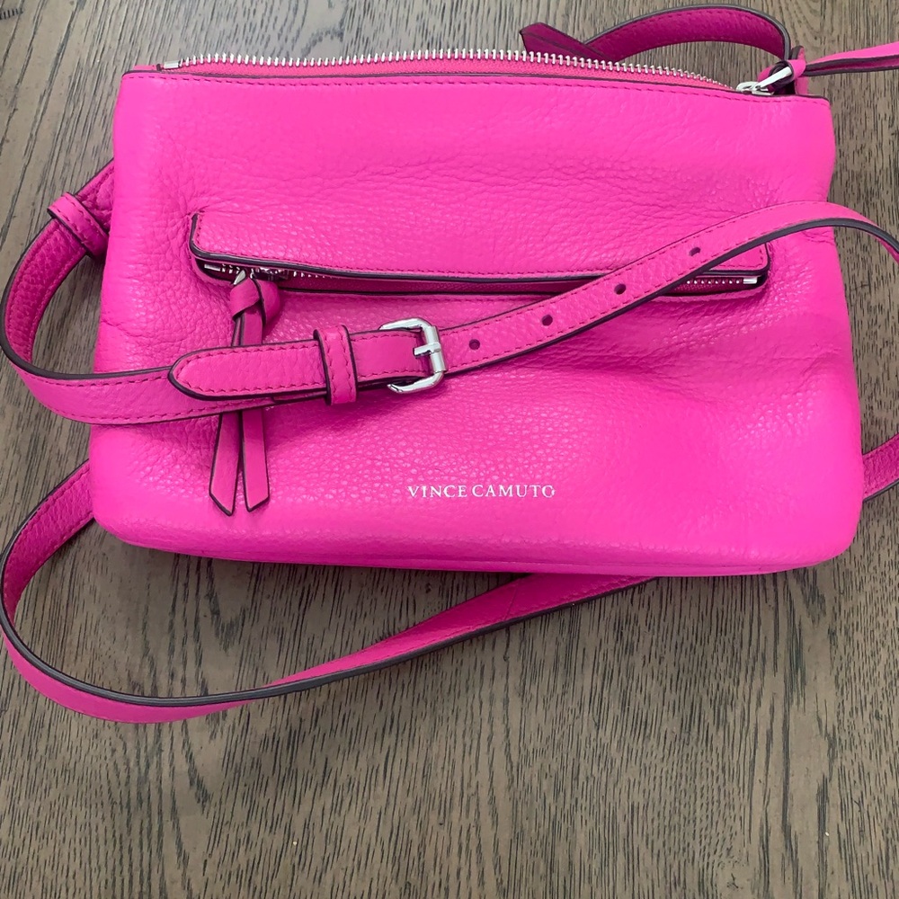 Vince Camuto Pink Leather Crossbody Bag with Silver Hardware